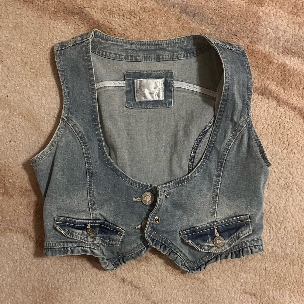 Justice Light Blue Denim Vest